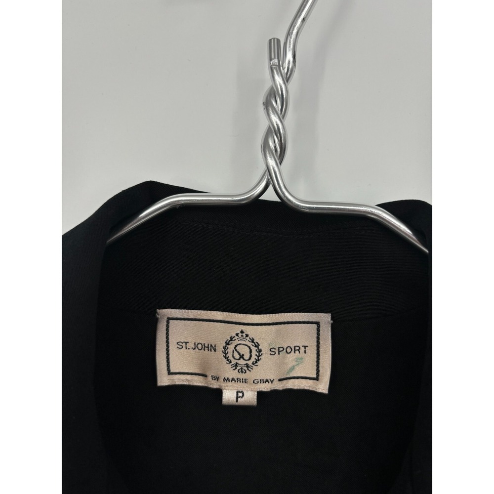 St. John Sport Blouse Womens P 2 Black Button Up Soft Pockets Faux Suede Shirt - Picture 3 of 9